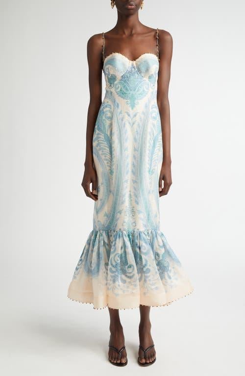 Zimmermann Illuminate Paisley Linen & Silk Mermaid Gown in Blue | Lyst