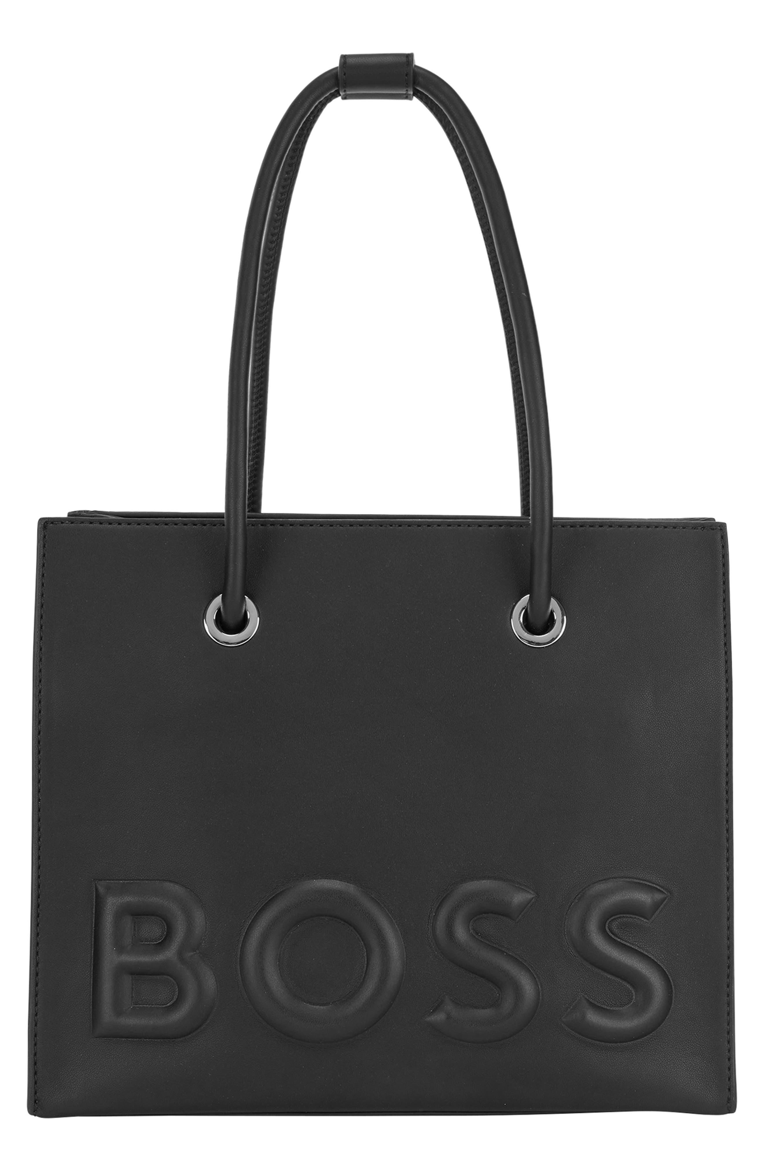 BOSS by HUGO BOSS Susan Small Faux Leather Tote in Black | Lyst