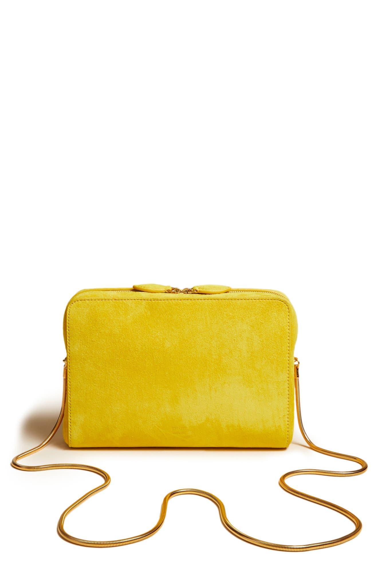 Khaite Anna Suede Crossbody Bag in Yellow Lyst