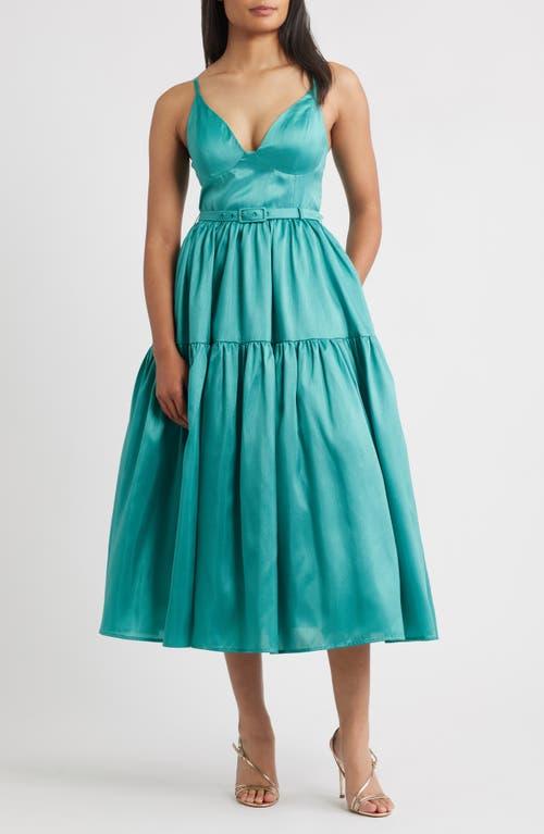 hutch belted tiered midi dress Hutch Ruby Belted Basque-Waist Maxi Dress