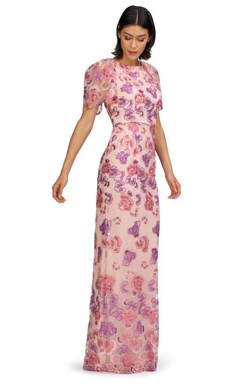 white christmas dresses JS Collections Crew Neck Long Sleeve Embellished Ruched Waist Flutter Keyhole Back Mesh Gown