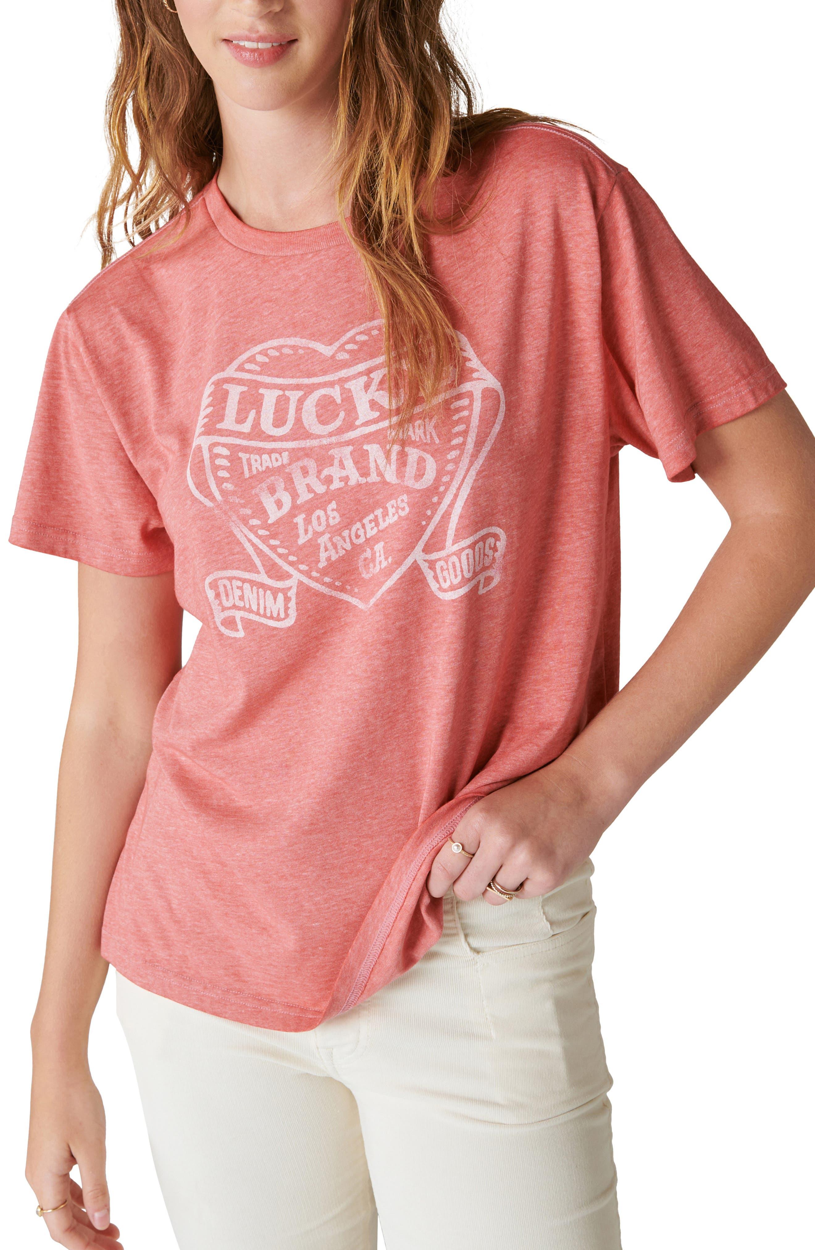 Lucky Brand Lucky Heart Graphic T-shirt in Pink