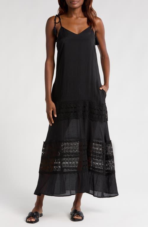 Elan Lace Tie Strap Cover-Up Maxi Dress in Black Lyst