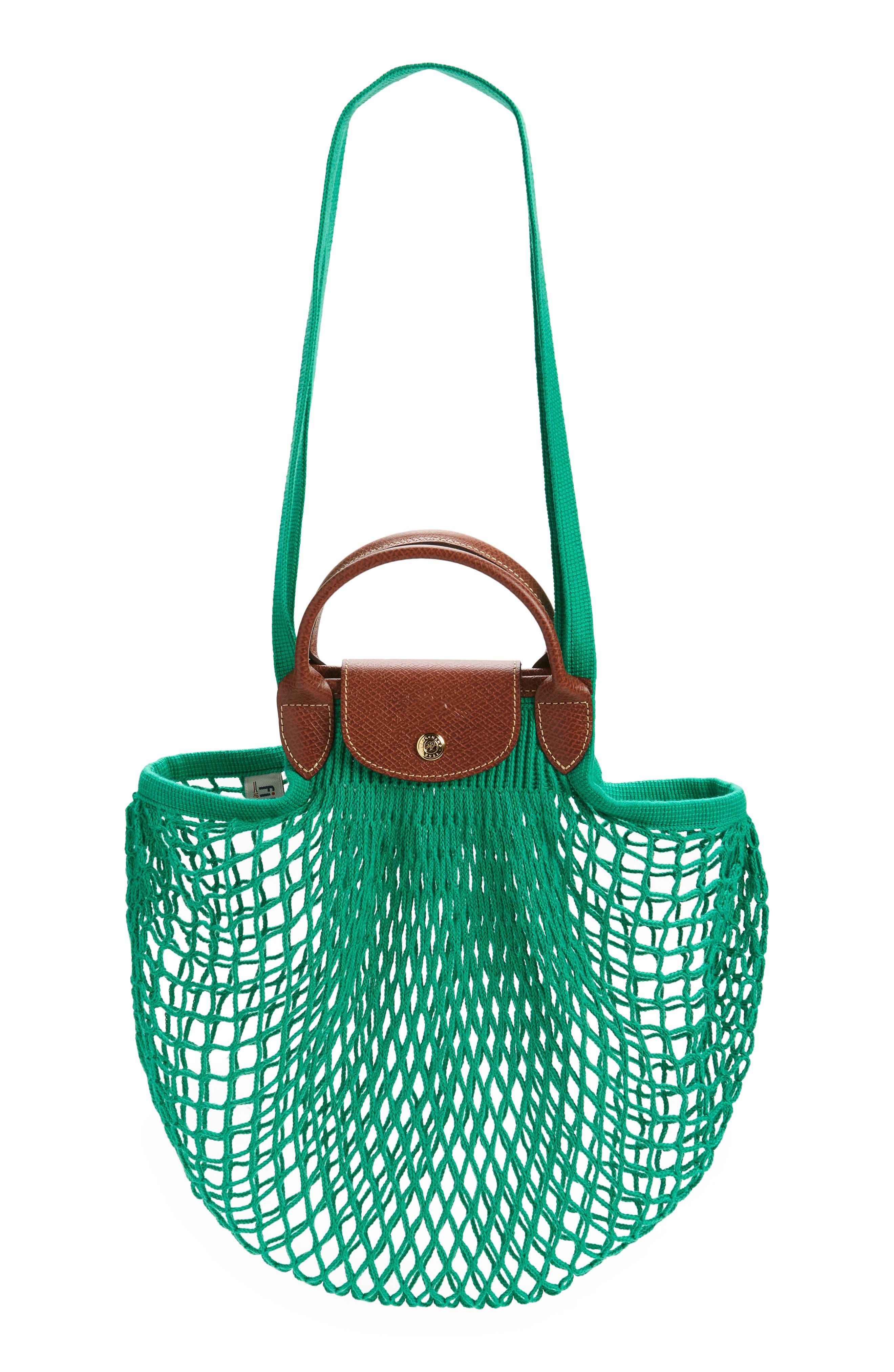 Longchamp Le Pliage Filet Knit Shoulder Bag in Green Lyst