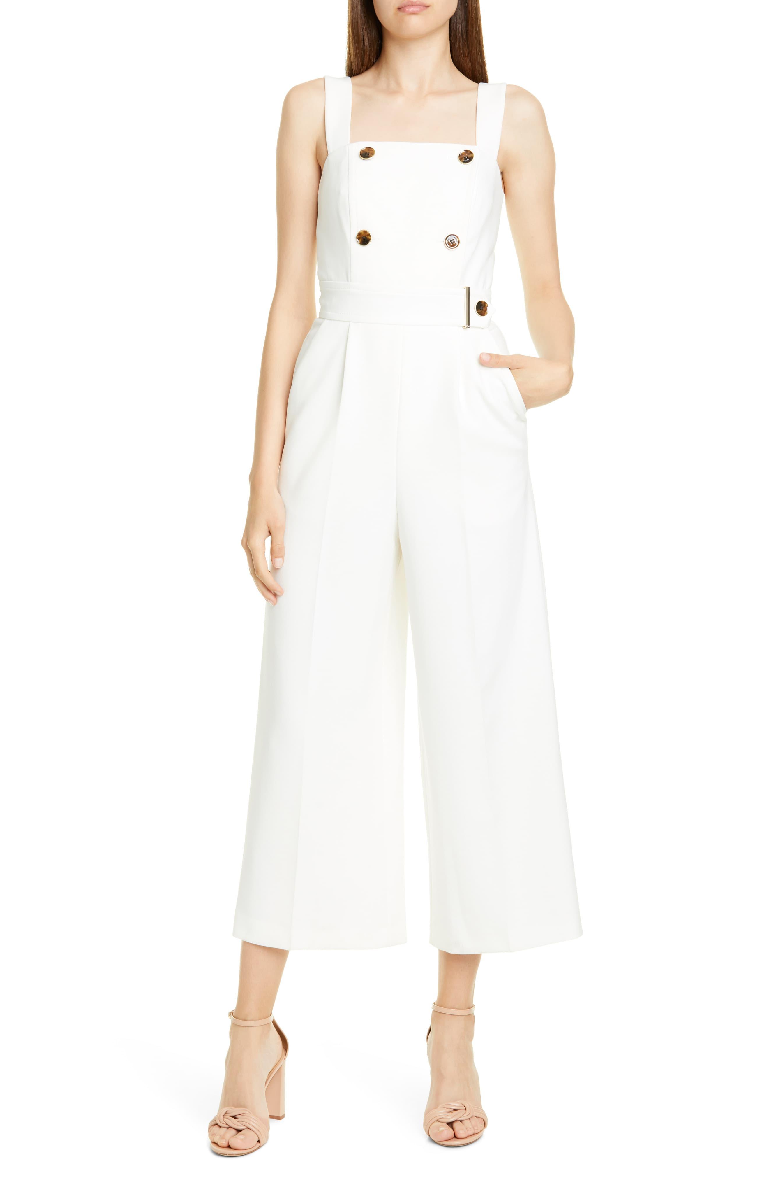 Karen Millen Sleeveless Cropped Jumpsuit in Ivory (White) Lyst