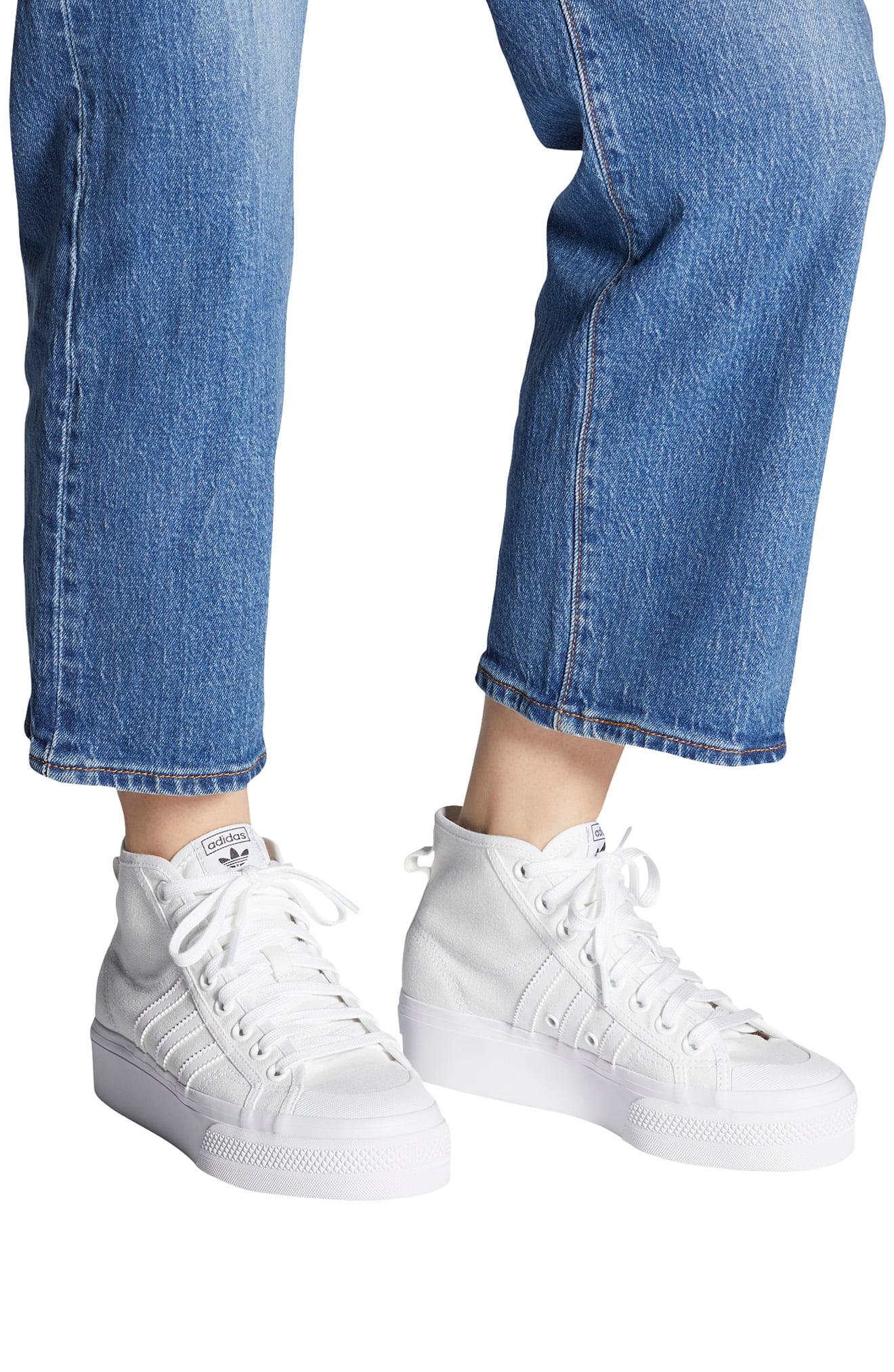 white adidas mid tops