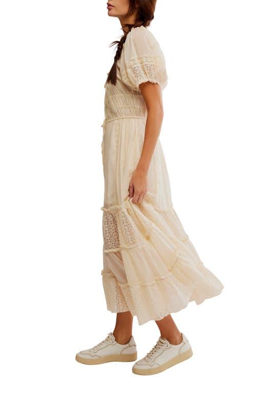 falling sun puff sleeve midi dress Free People Falling Sun Puff Sleeve Midi Dress in Natural
