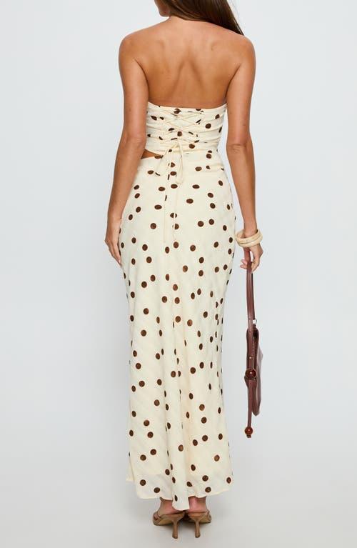 Princess Polly Jasira Strapless Polka Dot Maxi Dress in Metallic | Lyst
