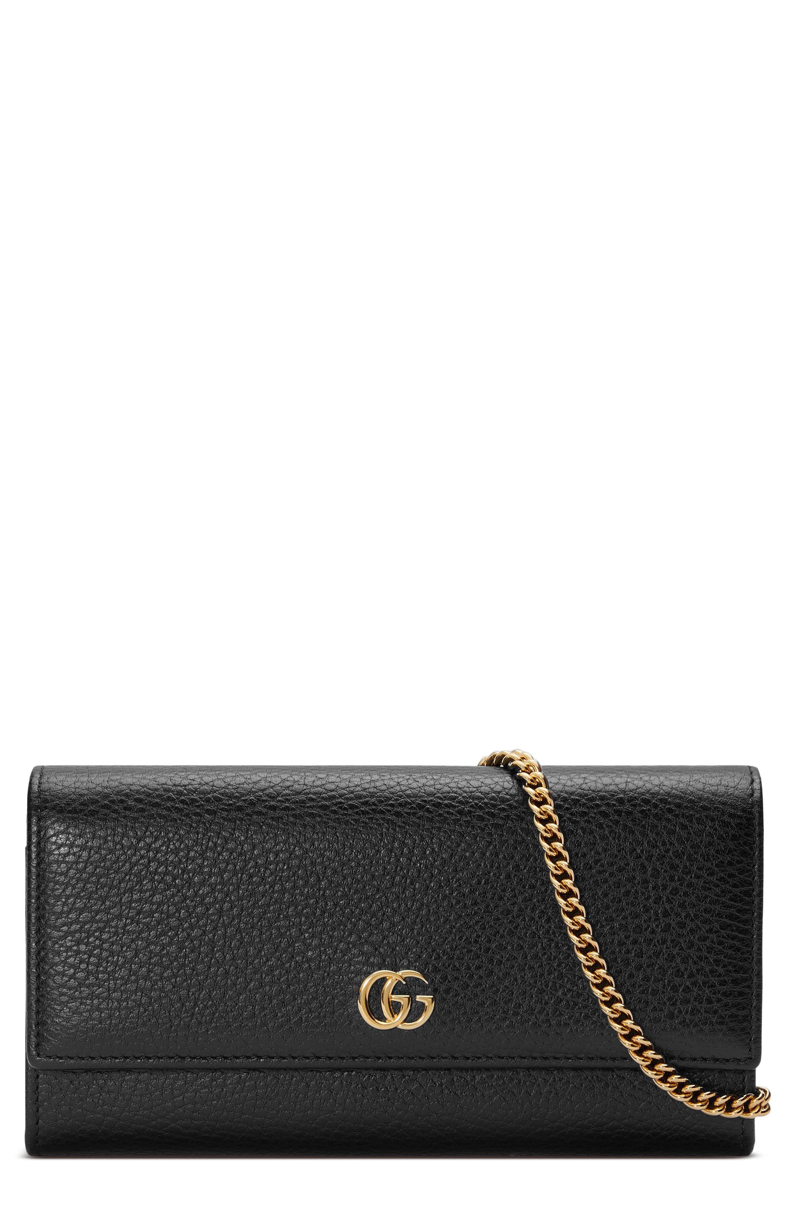 petite marmont leather continental wallet on a chain