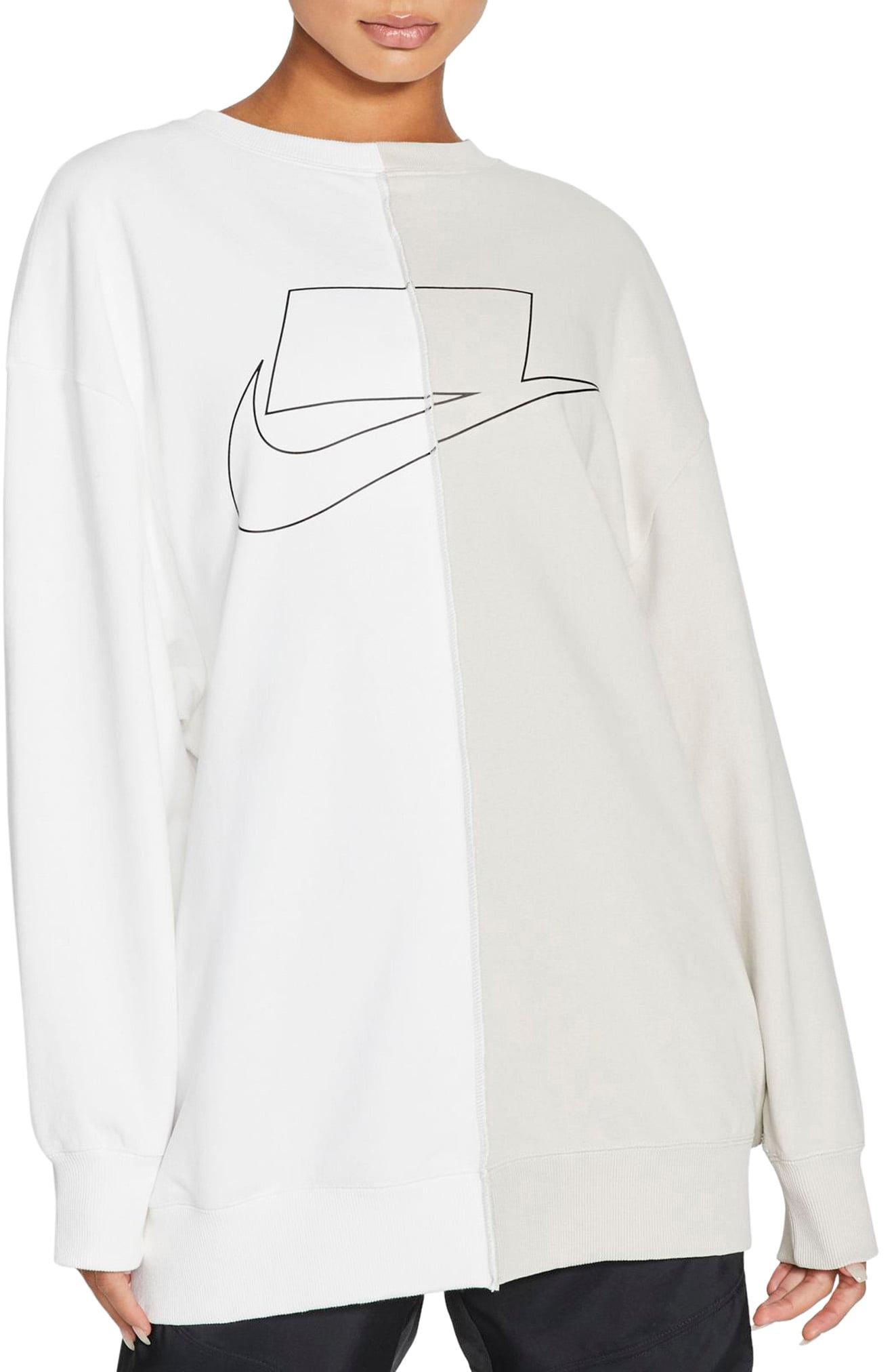 nike mini swoosh oversized boxy light beige sweatshirt