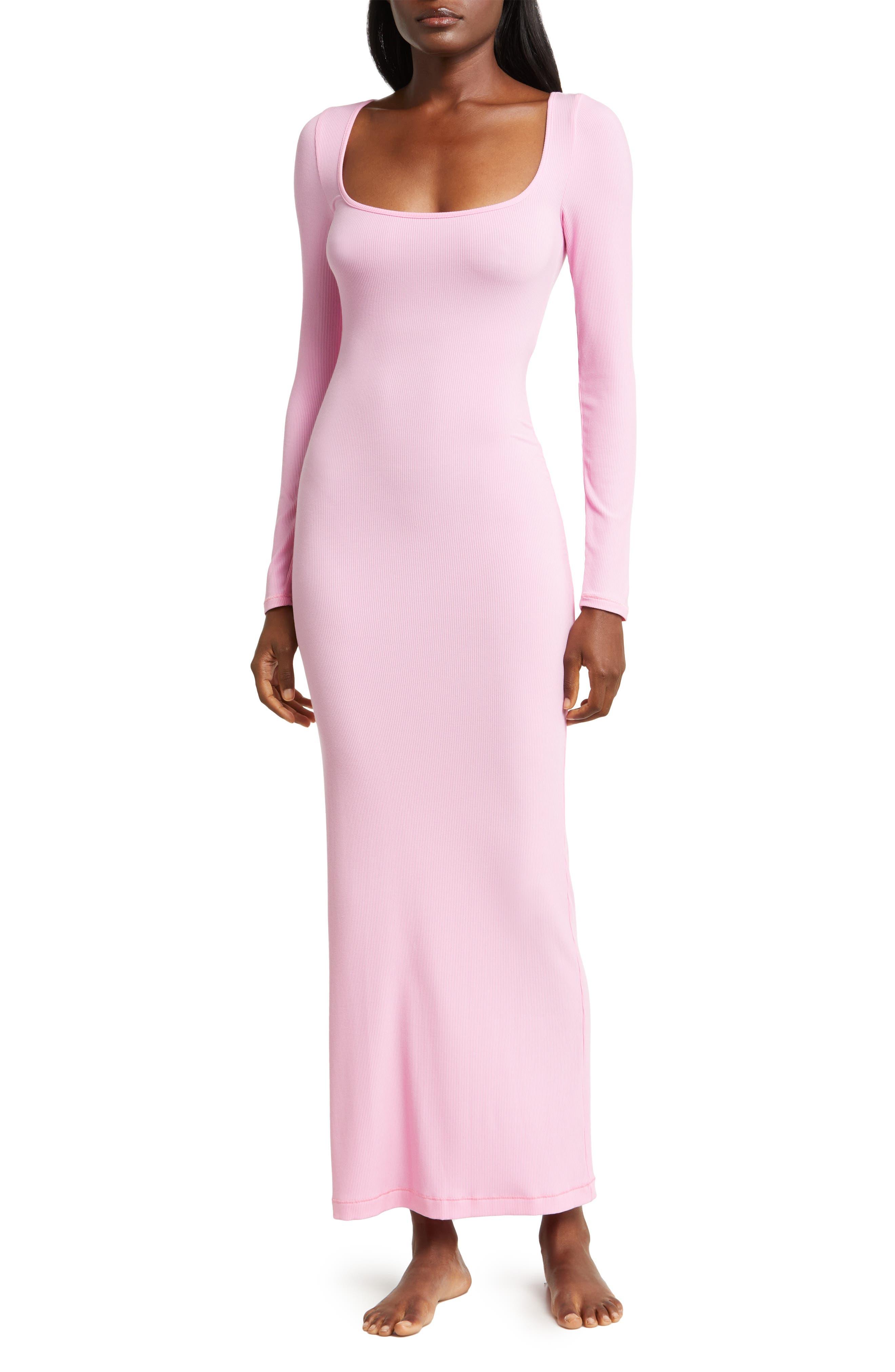 Skims Soft Lounge Long Sleeve Dress in Pink | Lyst