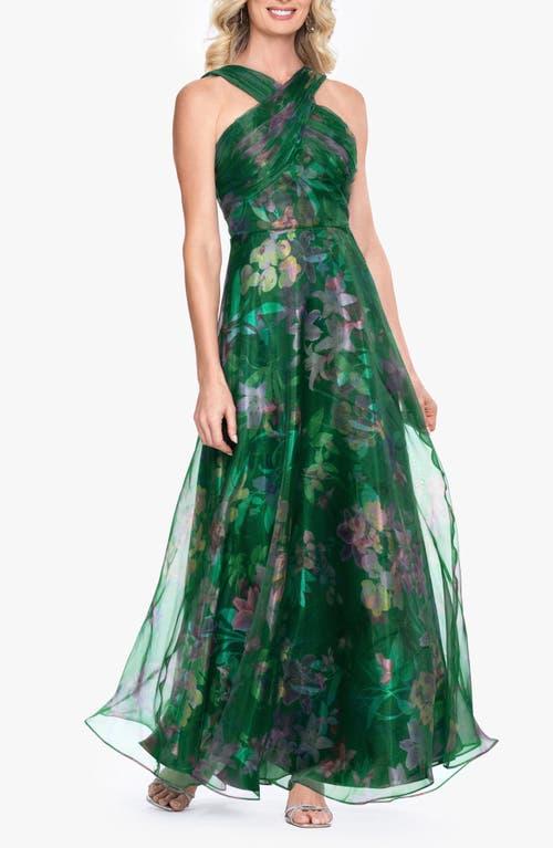 adrianna papell sequin halter dress Adrianna Papell Foiled Mermaid Gown With Halter Neckline