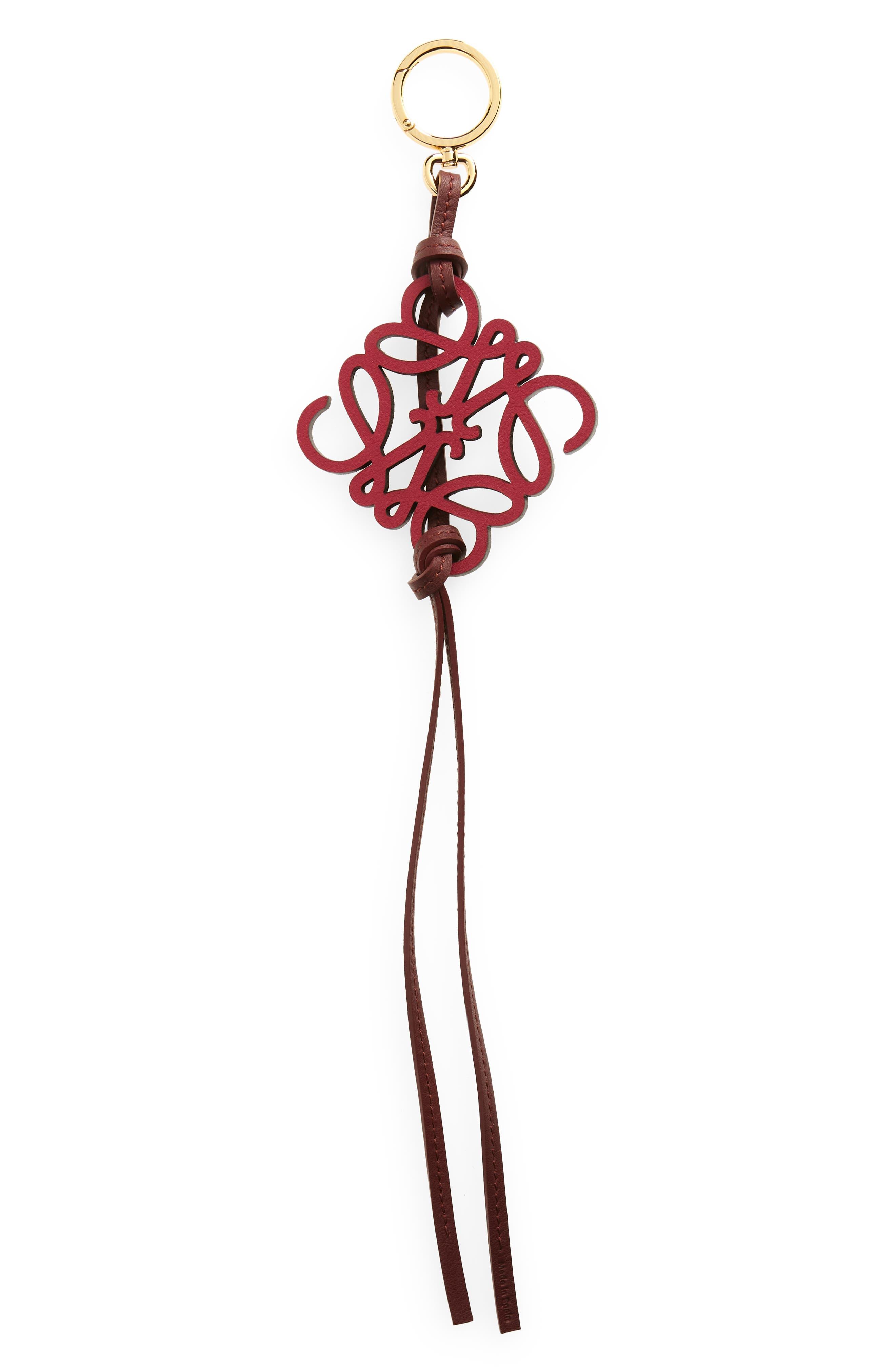 Loewe Anagram Leather Bag Charm in Red Lyst