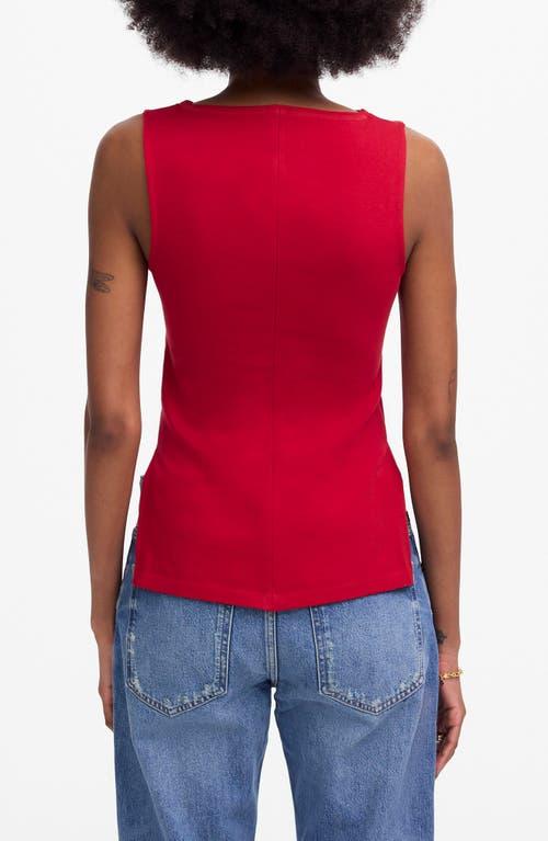メイドウェル Madewell Boat Neck Slit Tank レディース シャツ トップス Crimson Sleeveless Boatneck Side Slit Tee | Madewell