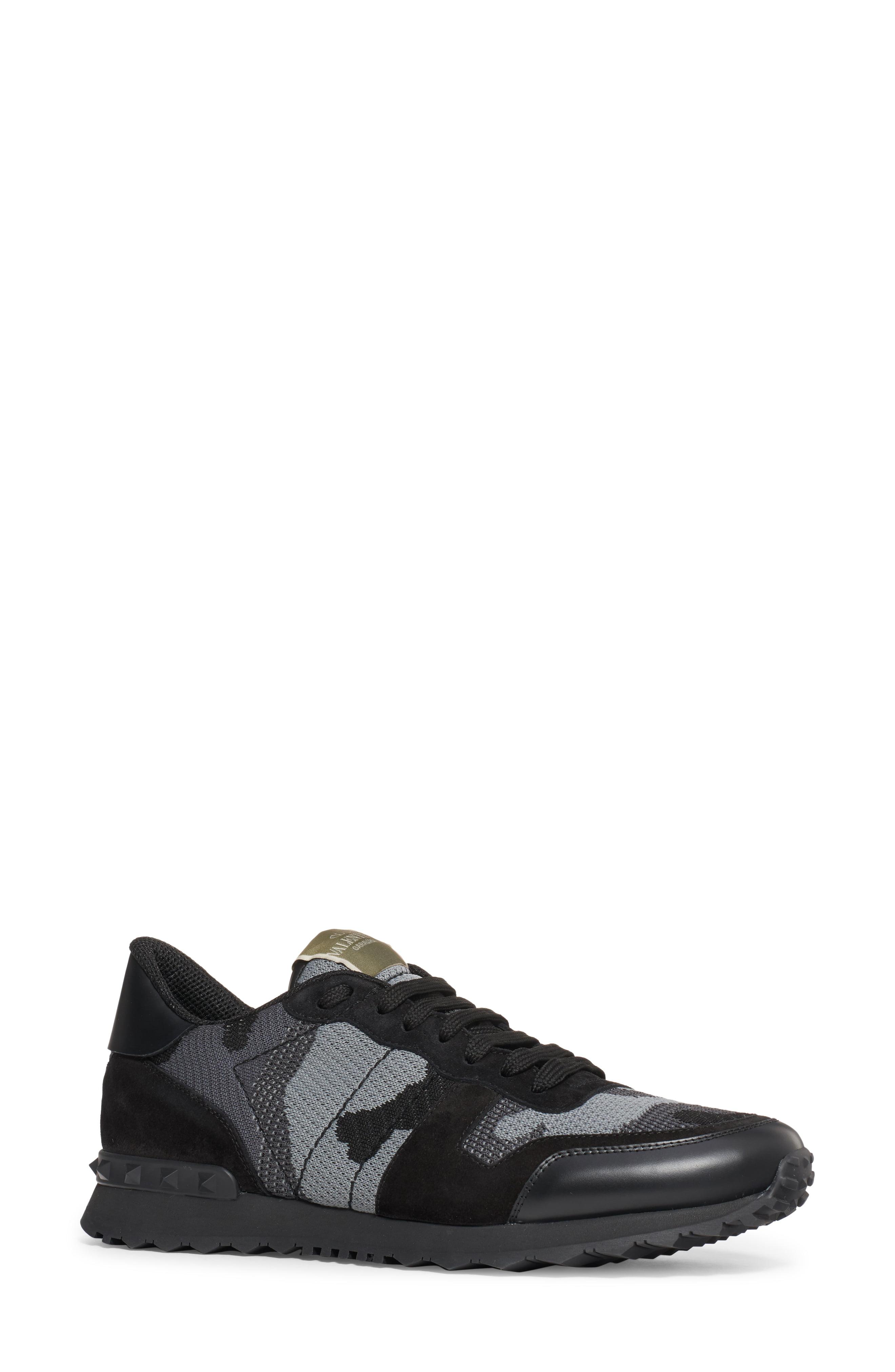 Valentino Garavani Rubber Camo Rockrunner Sneaker in Black Grey (Black ...