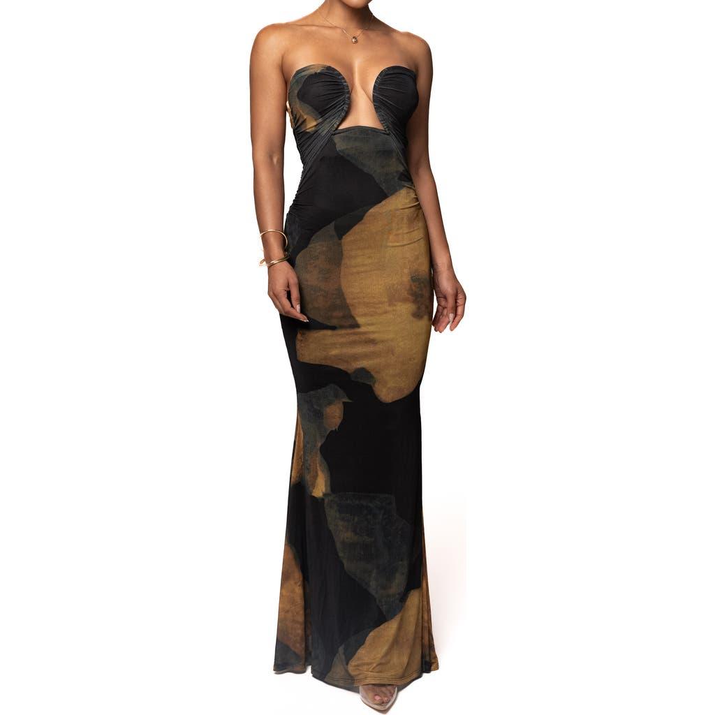 black abstract bethany strapless maxi dress Black Abstract Bethany Strapless Maxi Dress Jluxlabel