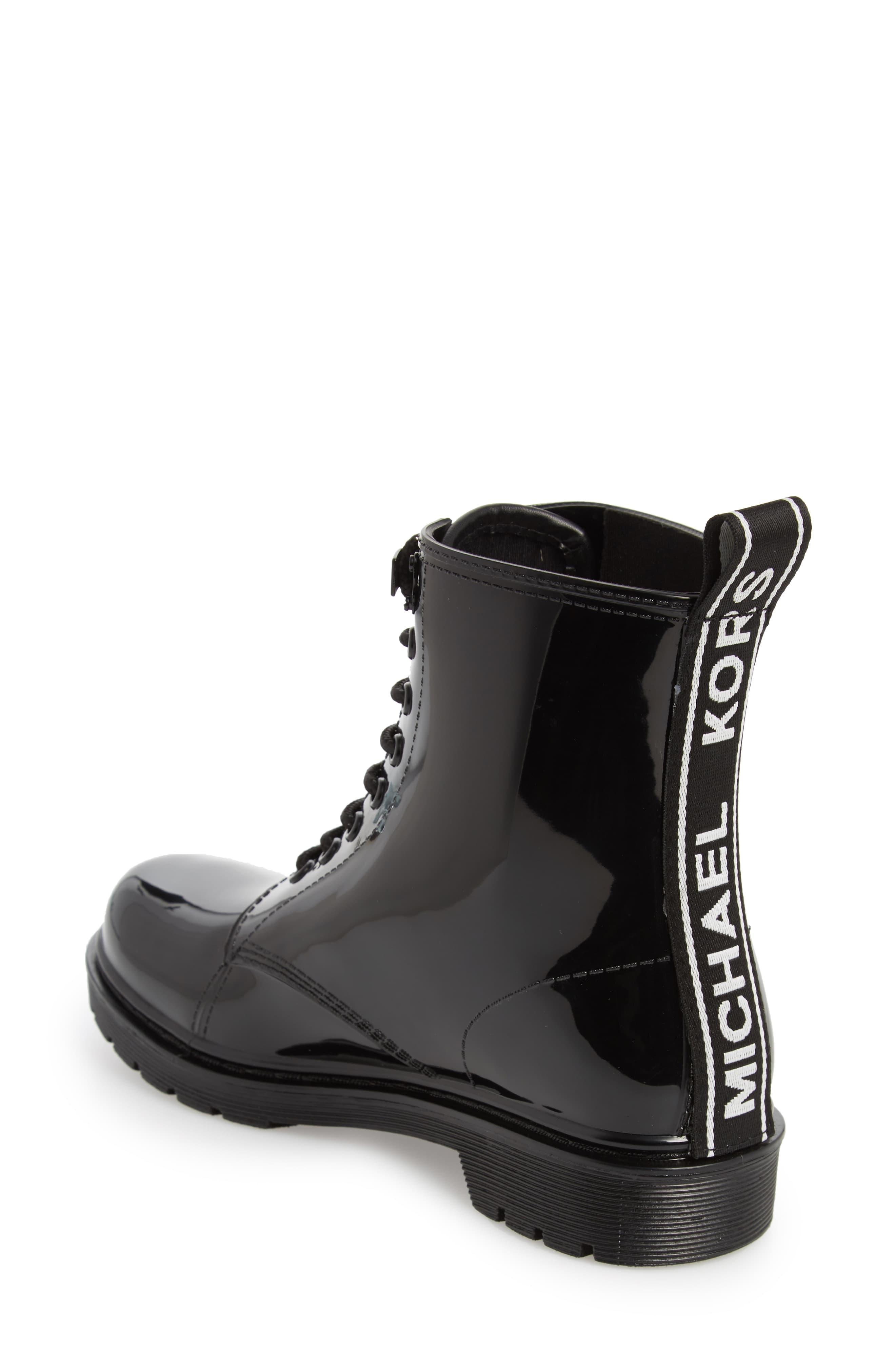 Michael Kors Denim Tavie Logo Tape Lace-up Rain Boot in Black - Lyst