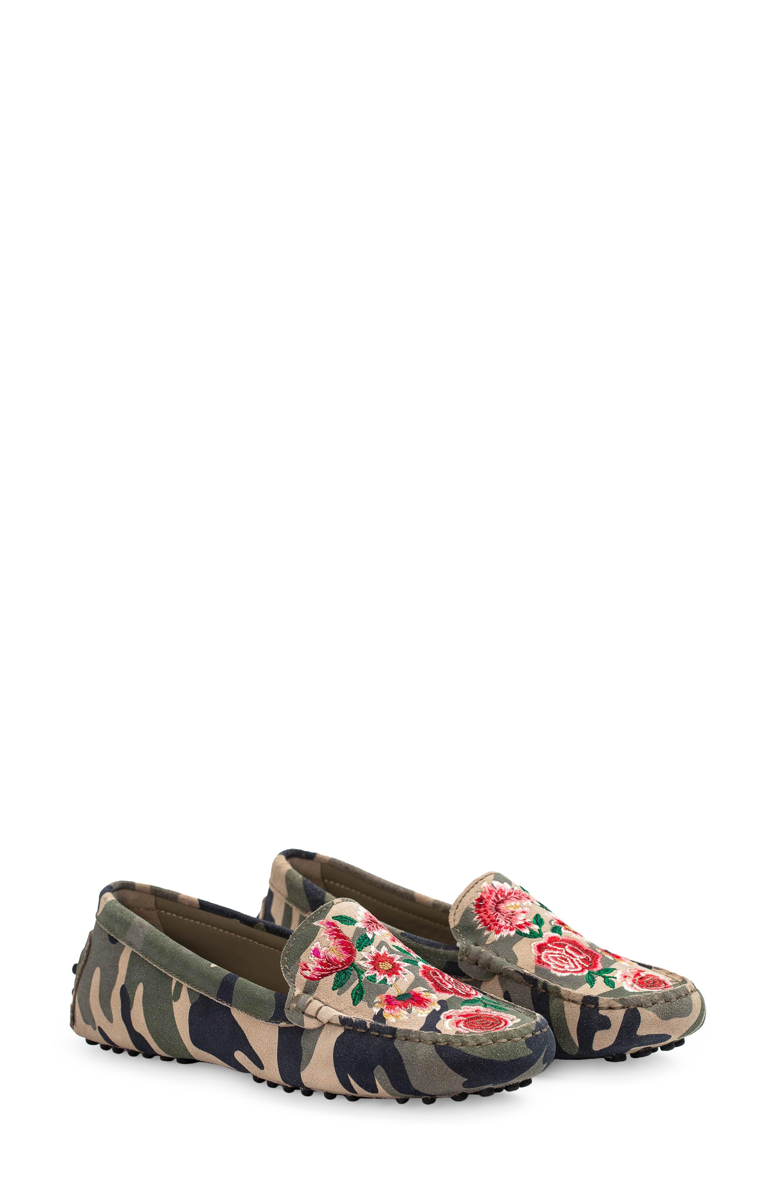 Johnny Was Floral And Camo Leather Moccasin in White | Lyst