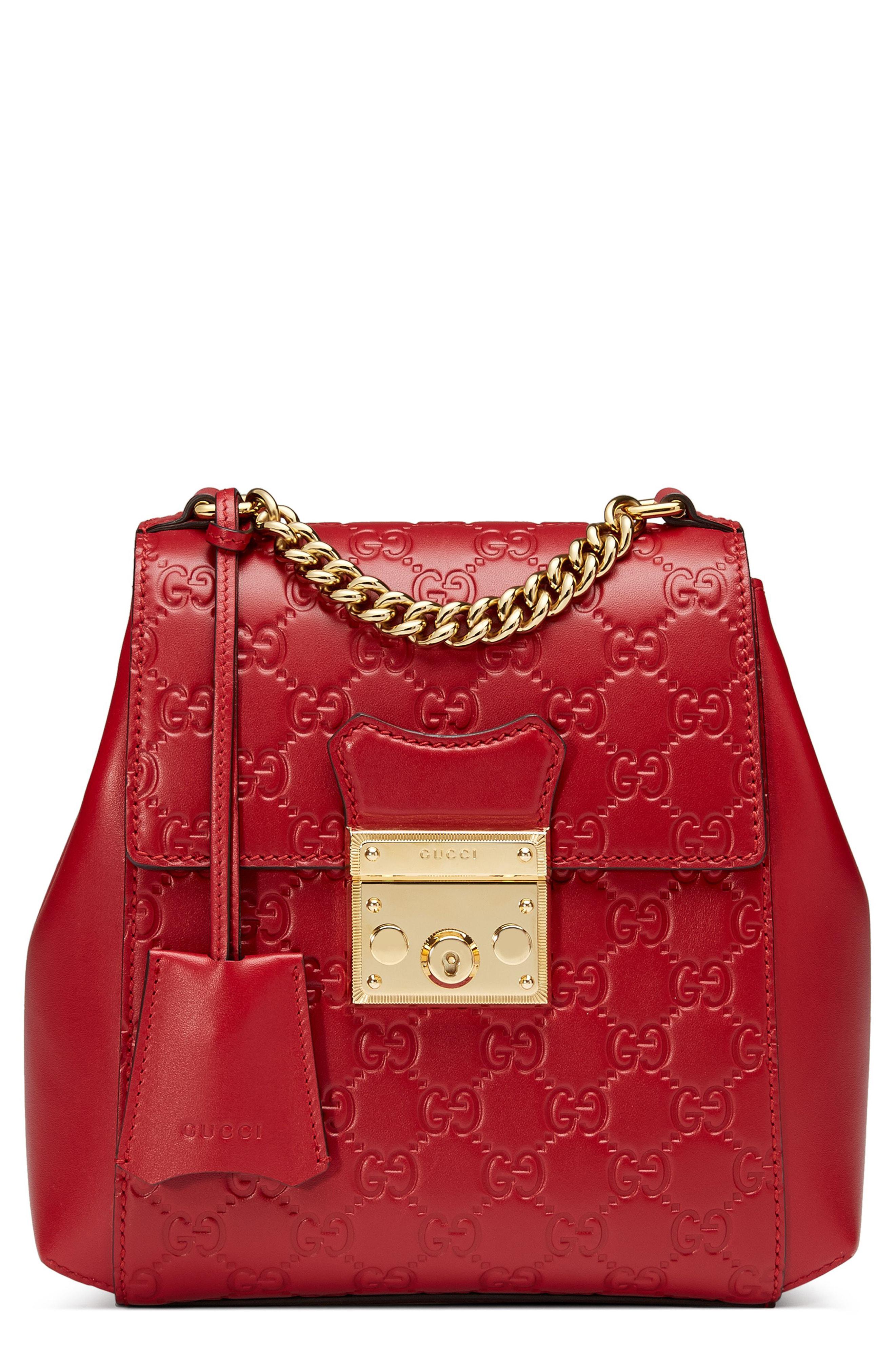 red gucci padlock bag
