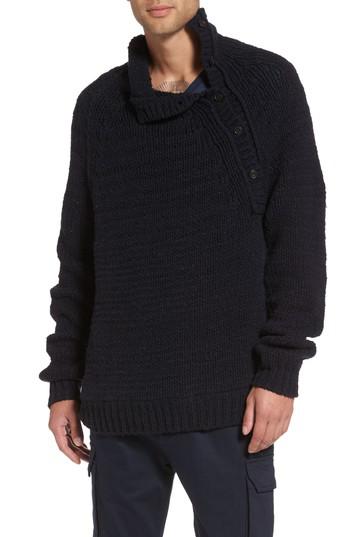 Vince Side Button Mock Neck Sweater in Black for Men - Lyst