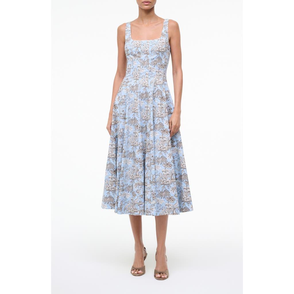 STAUD Wells Poplin Midi Dress in Blue | Lyst