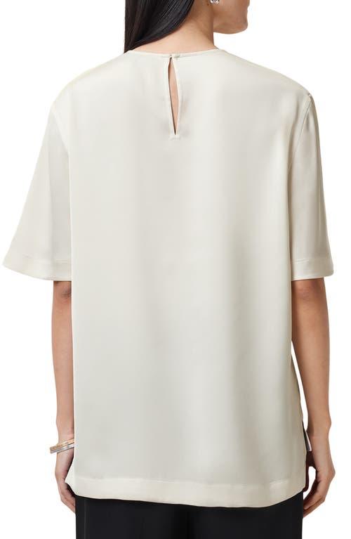AllSaints Amelie Satin T-Shirt in Gray | Lyst