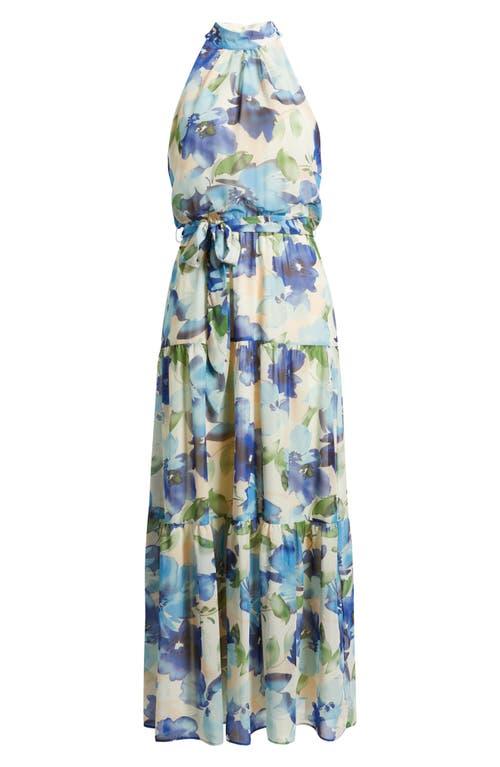Julia Jordan Floral Chiffon Maxi Dress in Blue | Lyst