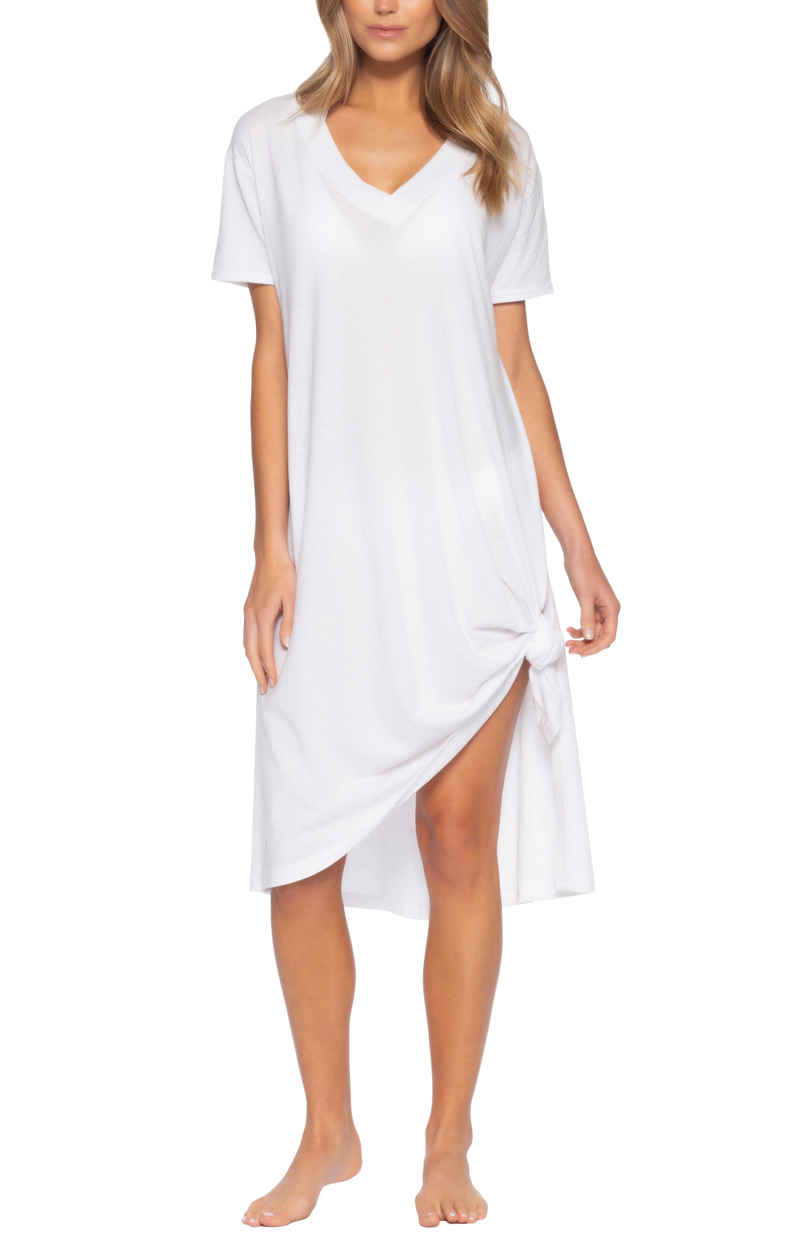 Becca Cotton Beach Date Cover-up T-shirt Dress in White - Lyst