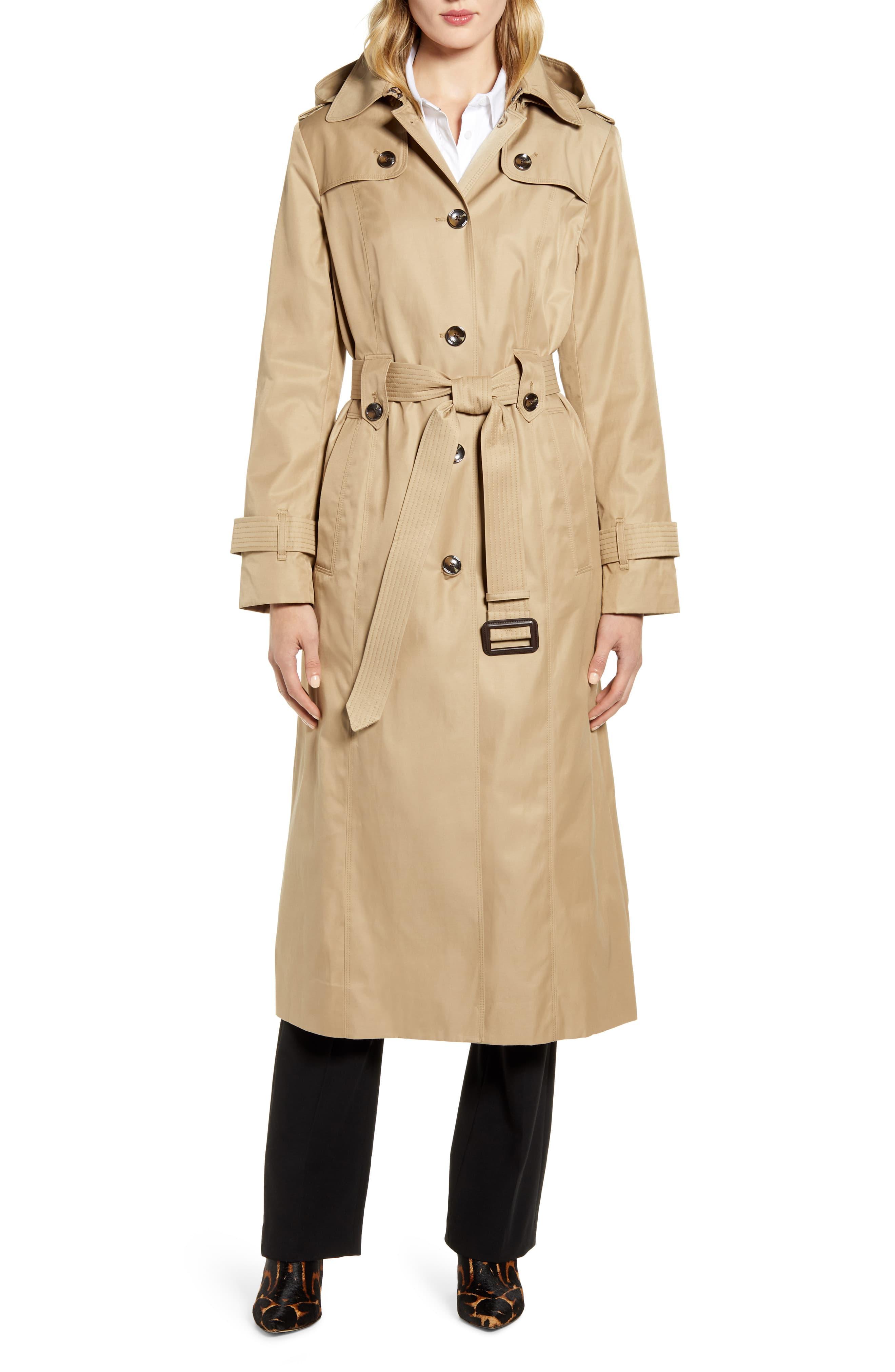 London Fog Long Hooded Trench Coat in br Khaki (Natural) - Save 52% - Lyst