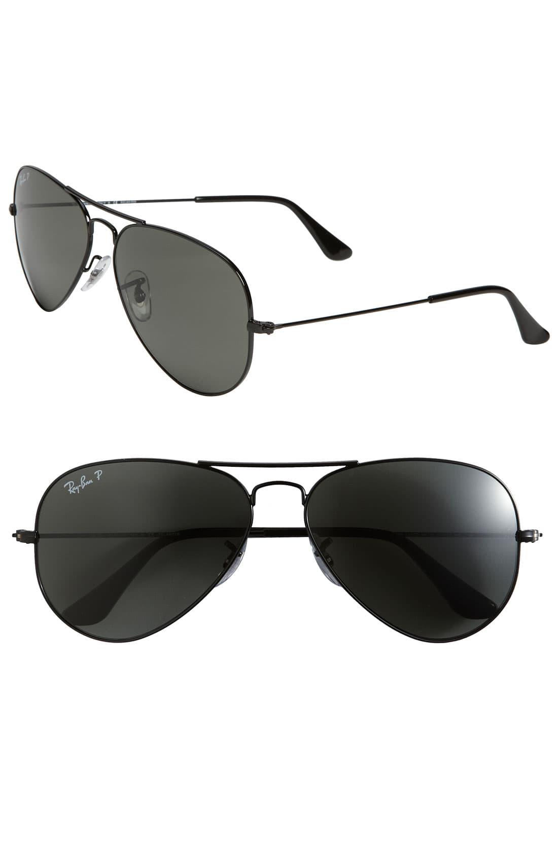 Ray Ban Polarized Original Aviator 58mm Sunglasses In Black Green P Black For Men Lyst