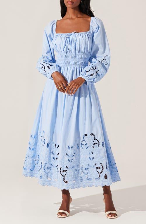 Astr Wisnia Long Sleeve Eyelet Embroidered Dress in Blue Lyst