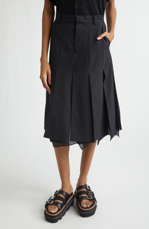 Sacai Chalk Stripe Mixed Media Skirt in Blue | Lyst