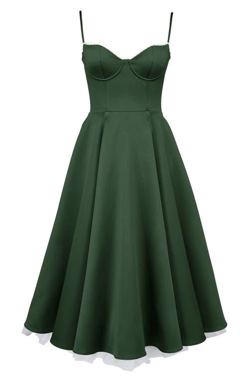 House Of Cb Mademoiselle Bustier Stretch Satin Midi Dress in Green | Lyst