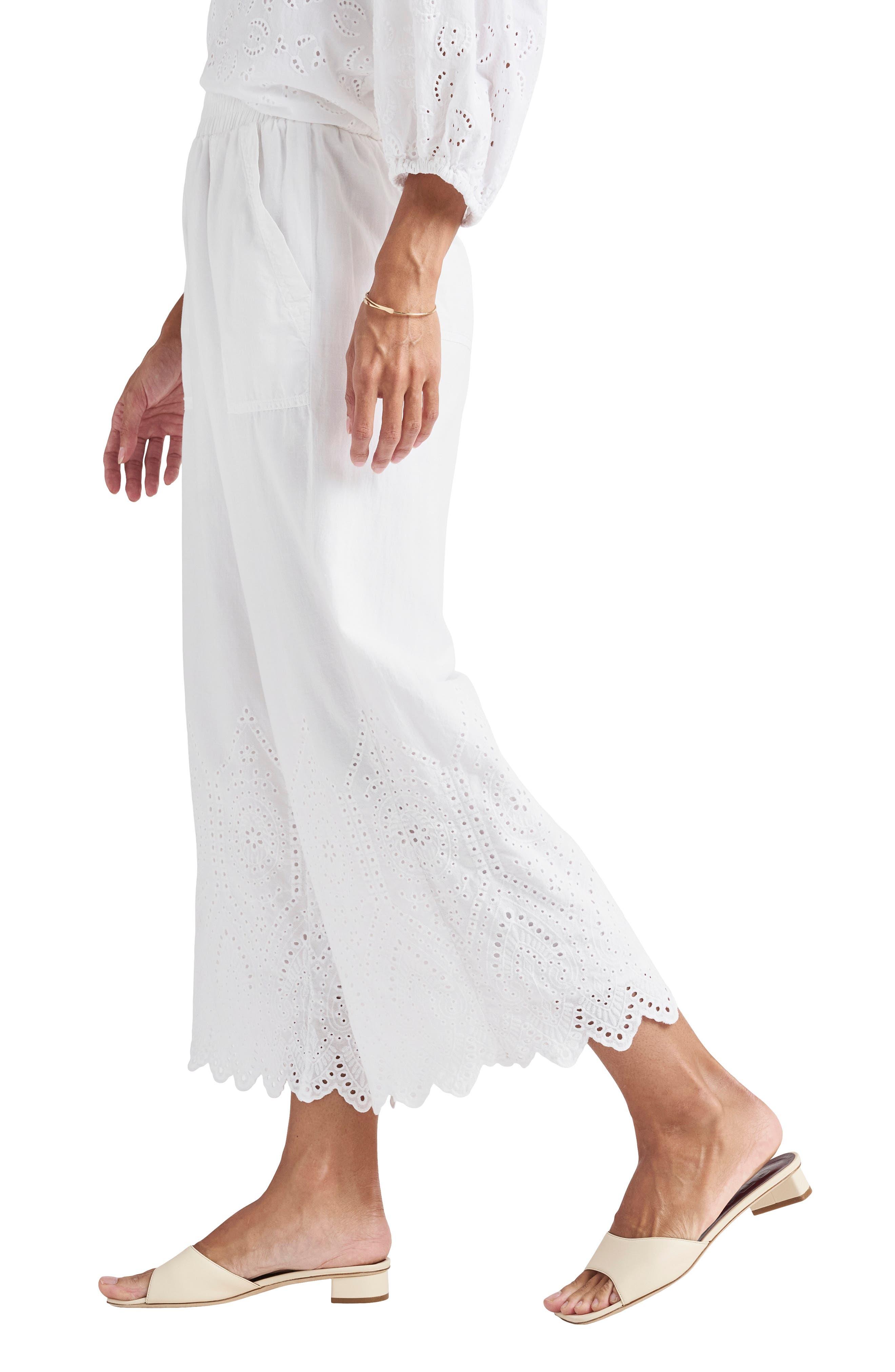 Splendid Taylor Cropped Eyelet Cotton Pant - White – Styleartist
