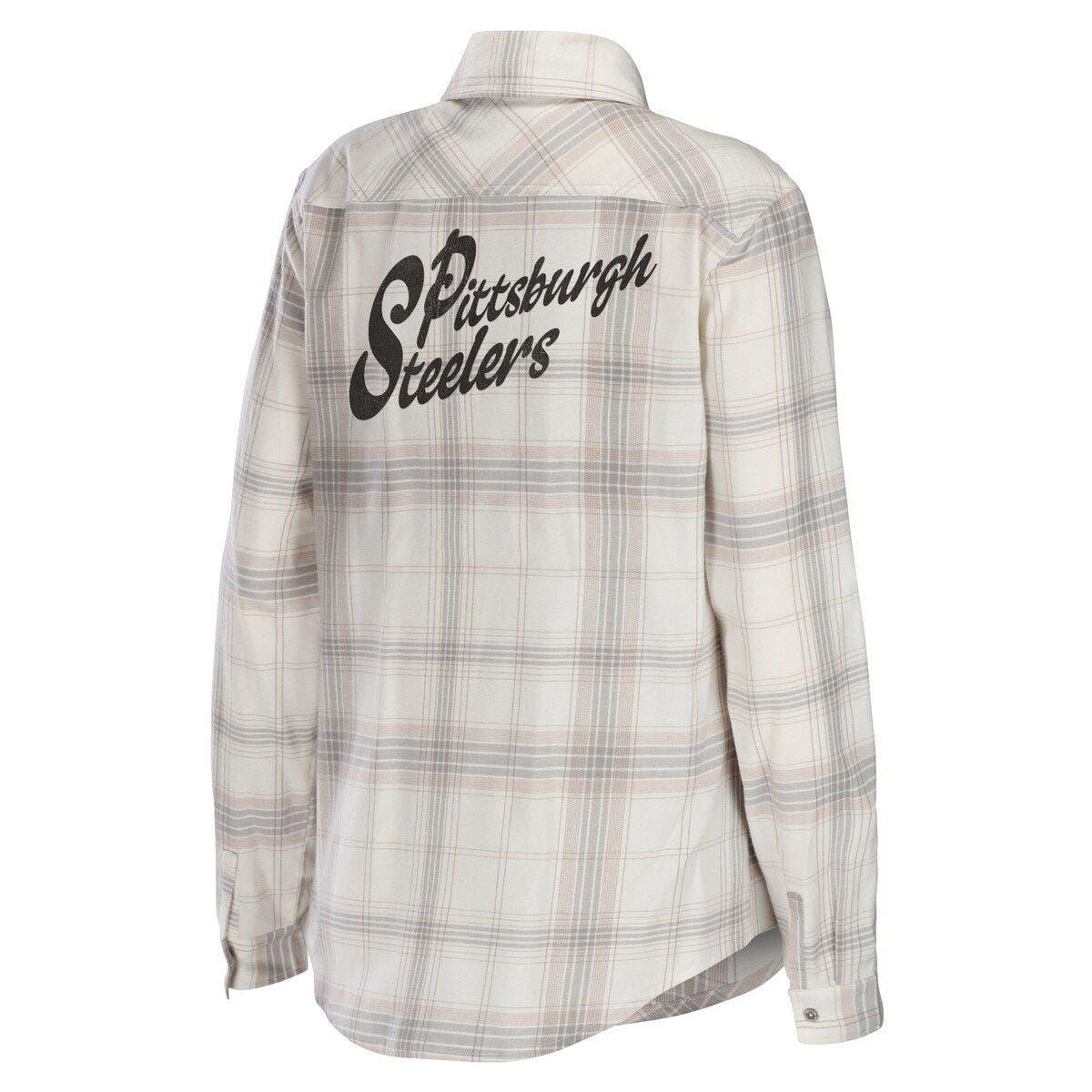 WEAR by Erin Andrews gray Pittsburgh Steelers Plaid Flannel Tri