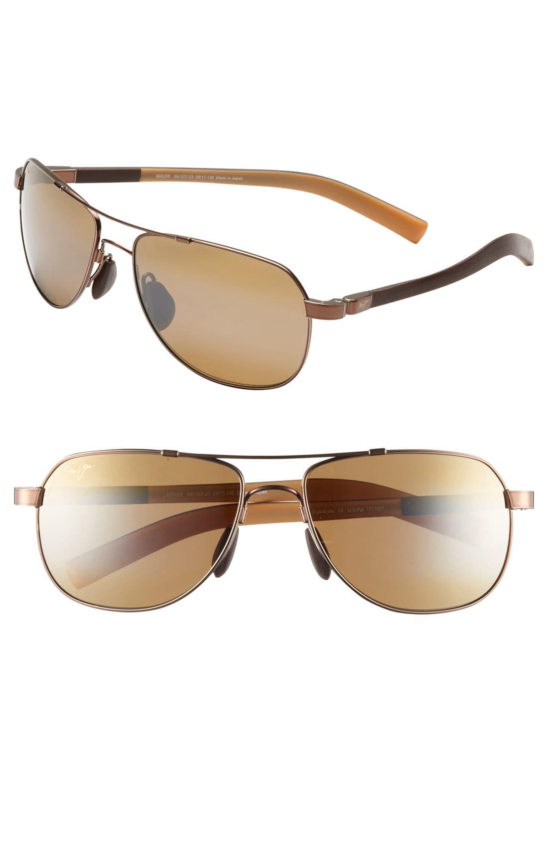 Maui Jim Maui Flex Polarizedplus2 56mm Aviator Sunglasses - Copper/ Brown/ Tan in Metallic for 