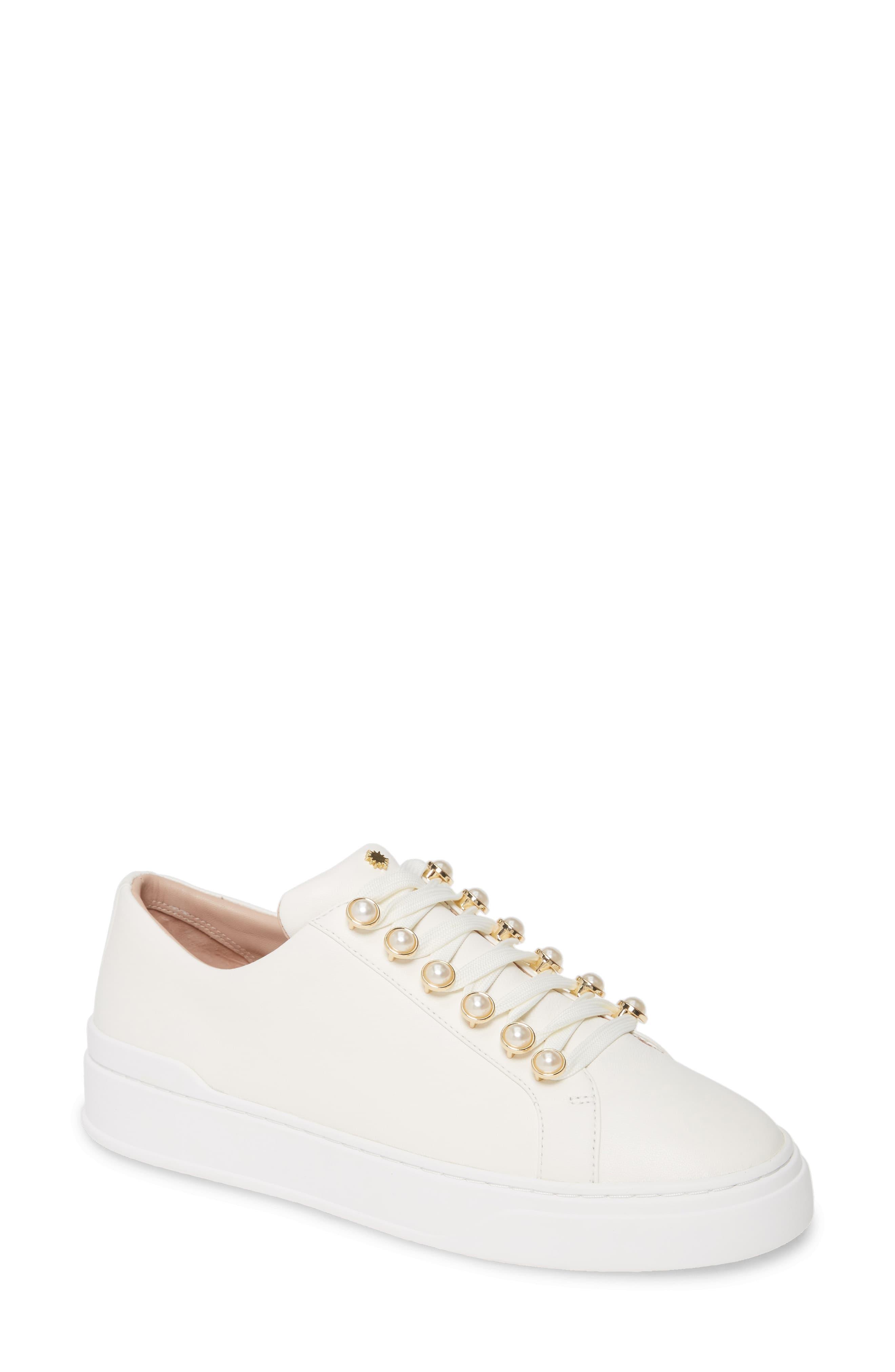 stuart weitzman excelsa leather embellished sneaker