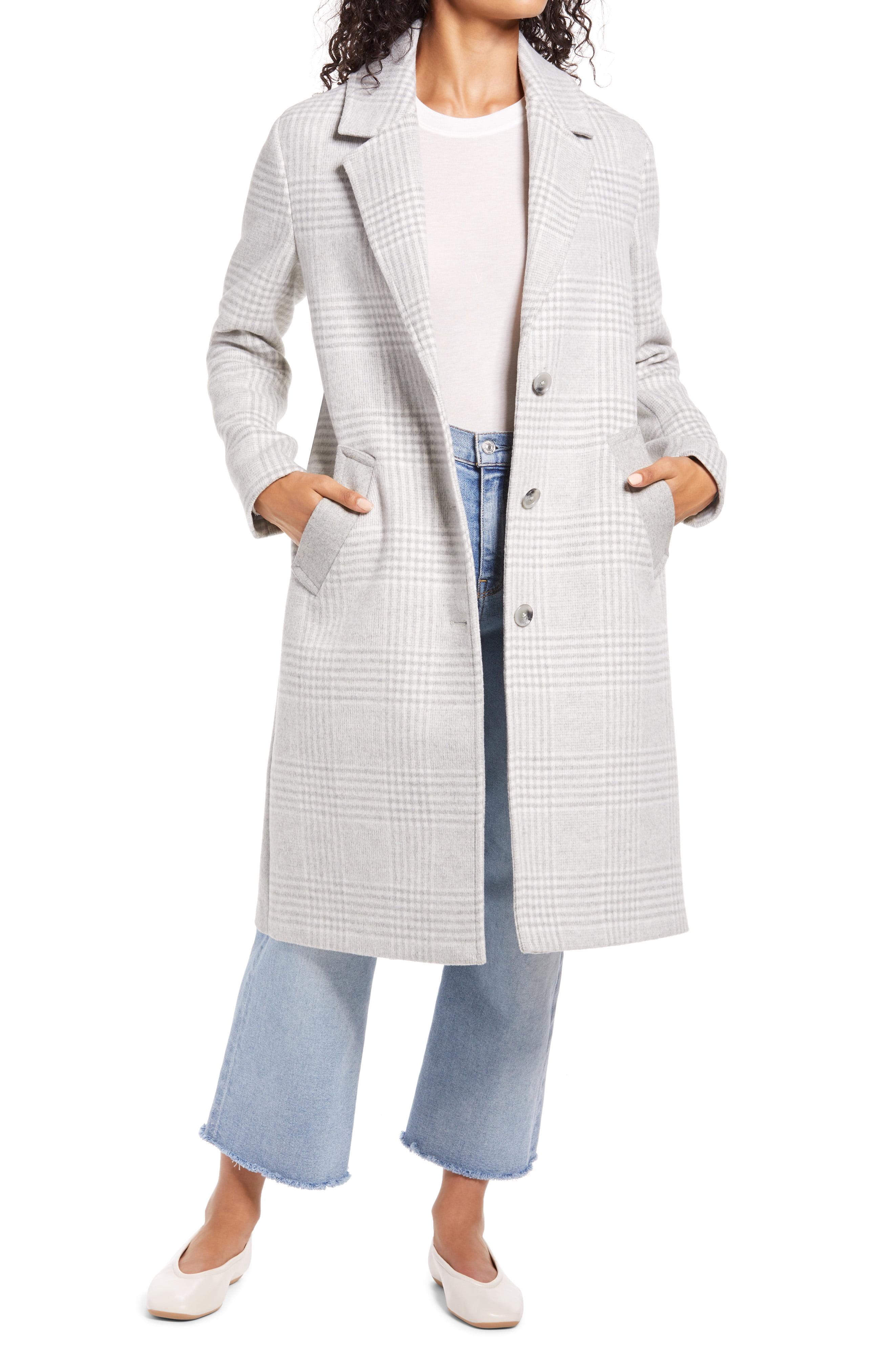 gray plaid coat