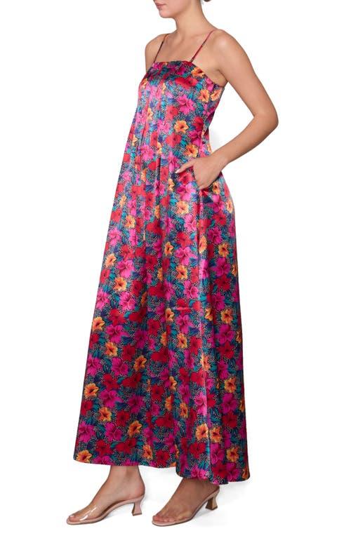 melloday dresses Pink Strapless Multi-Colored Floral Beaded Appliqué Long Dress main image 0