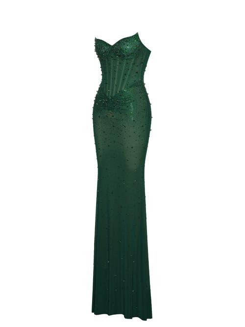 fatima burgundy crystal sleeveless corset mermaid maxi dress Miss Circle Women's Fatima Burgundy Crystal Sleeveless Corset Mermaid Maxi Dress main image 1