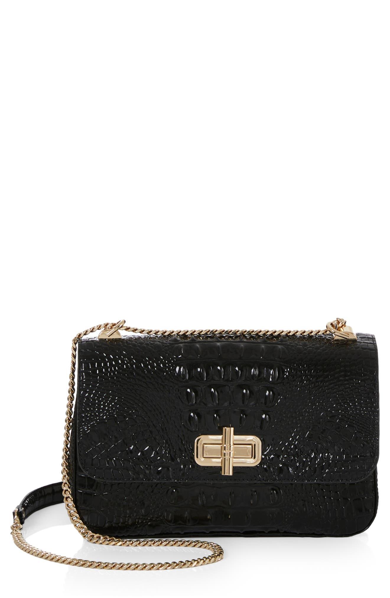 Brahmin Rosalie Croc Embossed Leather Convertible Crossbody Bag in Black Lyst