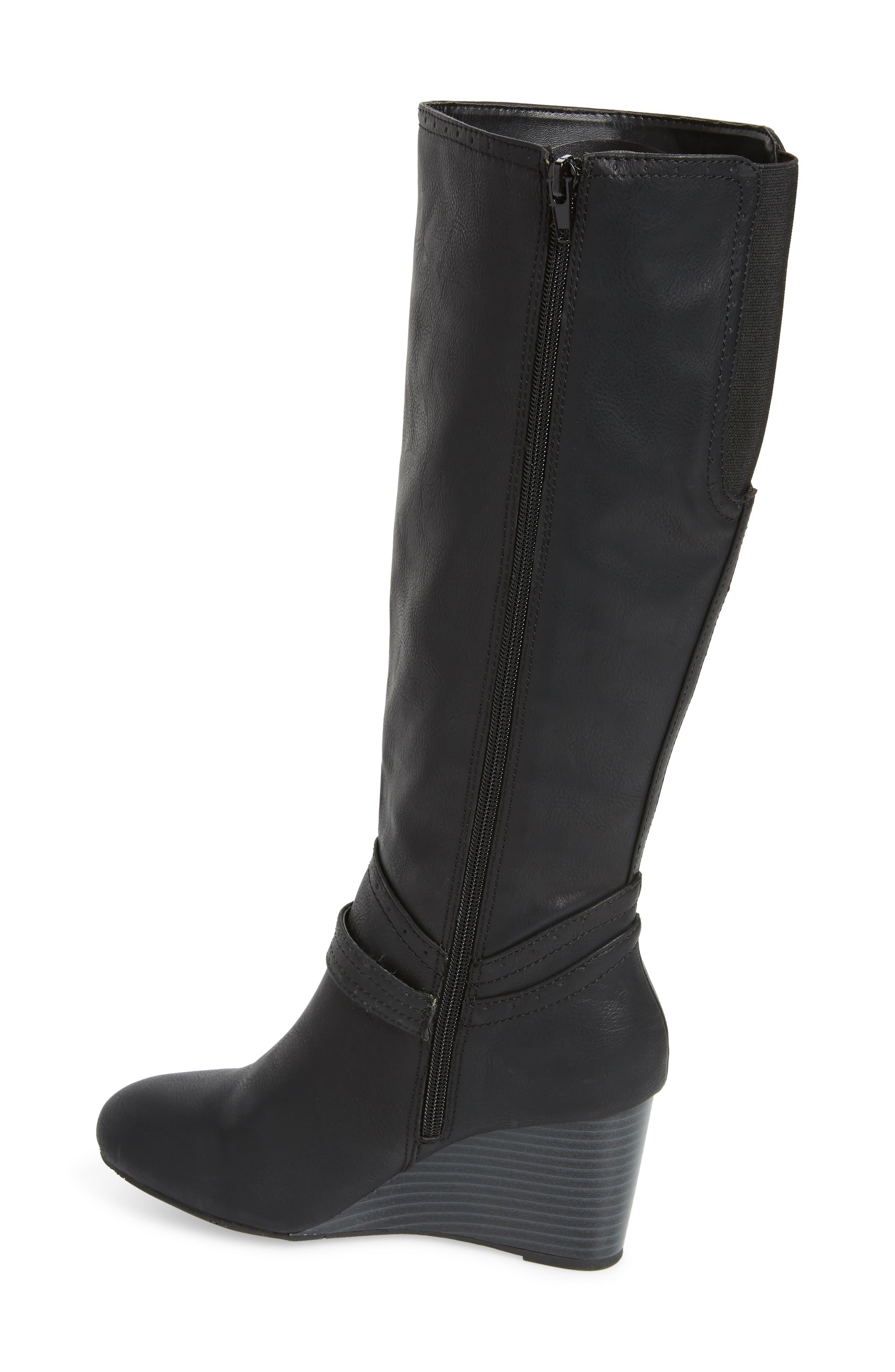 MIA Claretta Knee High Wedge Boot in Brown Lyst