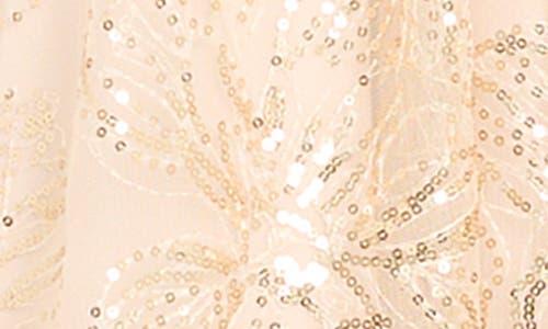 Tahari Sequin Tie Waist Midi Dress in Natural | Lyst