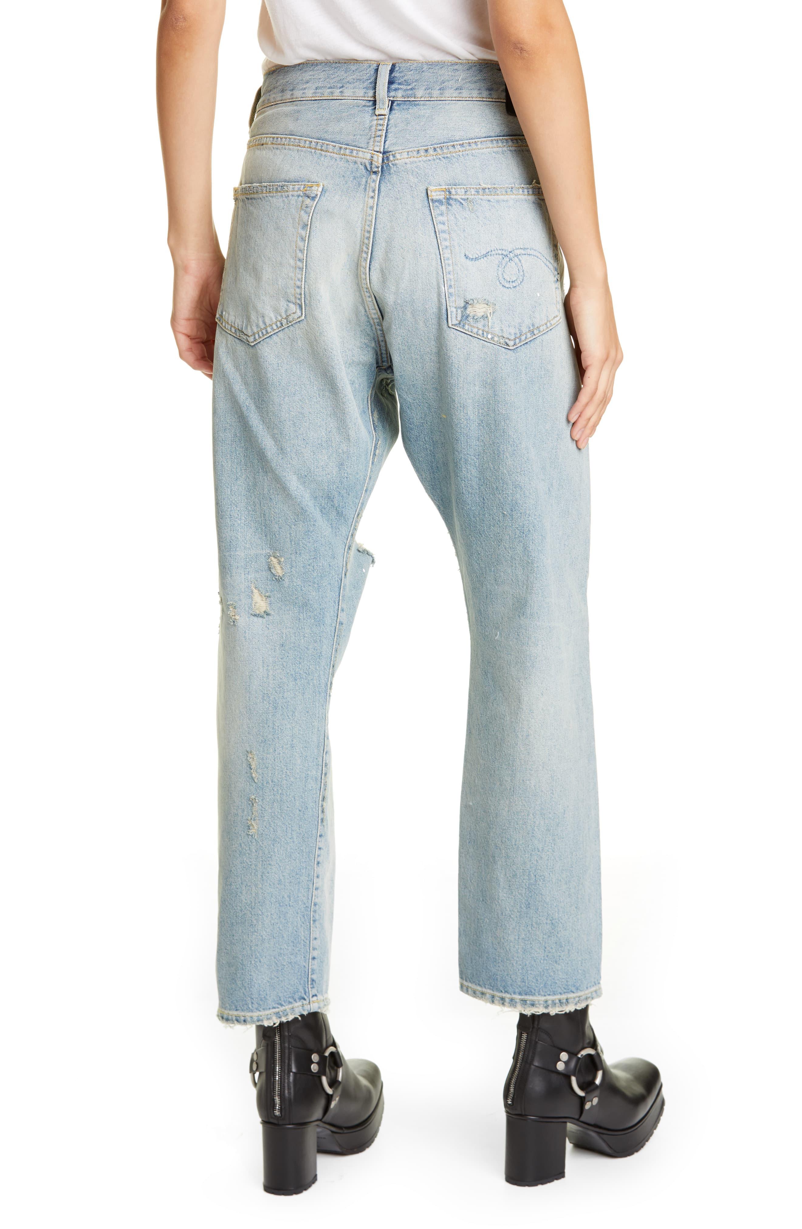 R13 Denim Crossover Ripped Jeans in Blue - Lyst