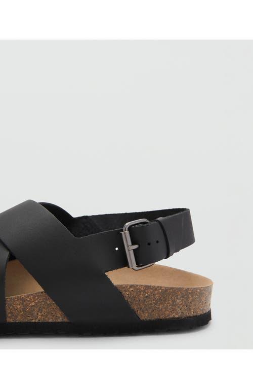 Mango Dark Brown Crisscross Buckle Men\'s Sandals Suede leather sandals with crossed straps - Men | MANGO USA main image 4