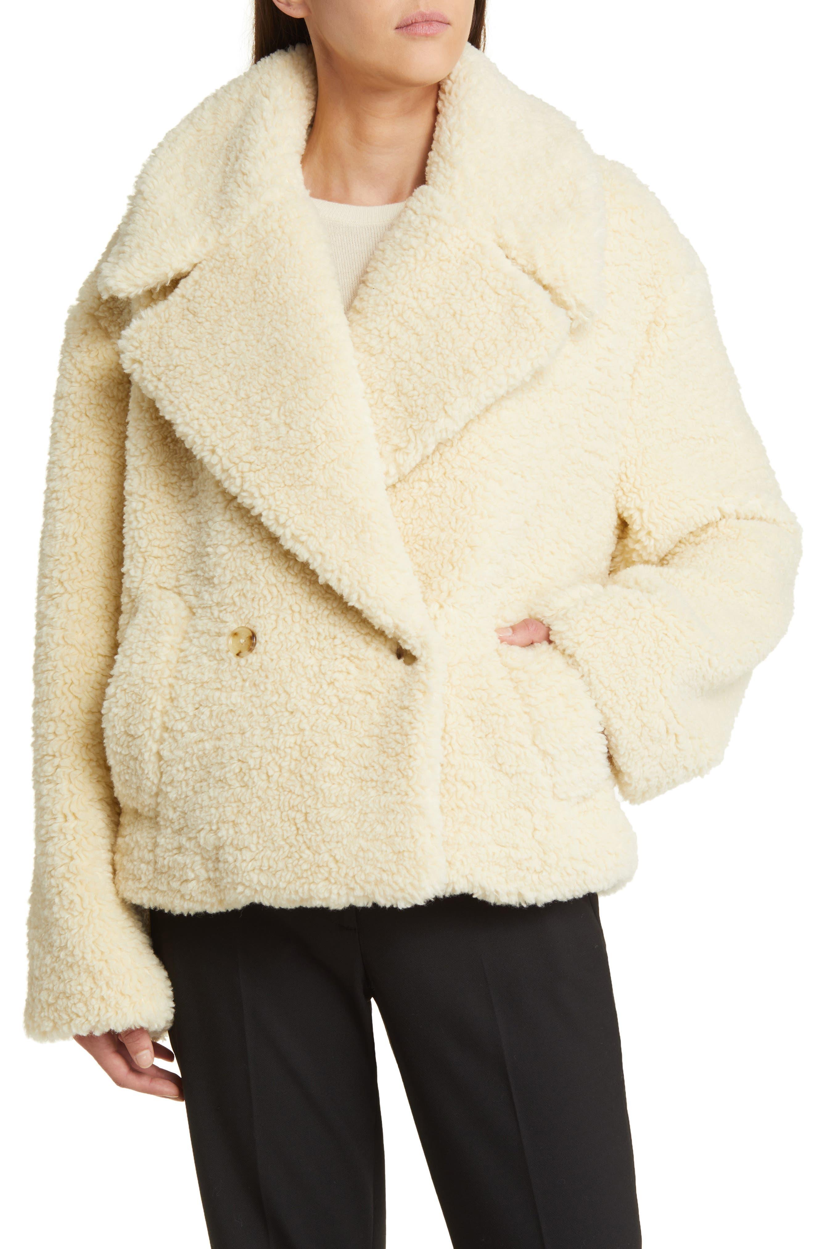 BOSS Curmina Faux Shearling Coat in Natural