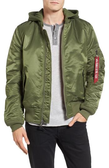 Alpha Industries Synthetic Ma 1 Natus Hooded Bomber Jacket In Green For Men Lyst