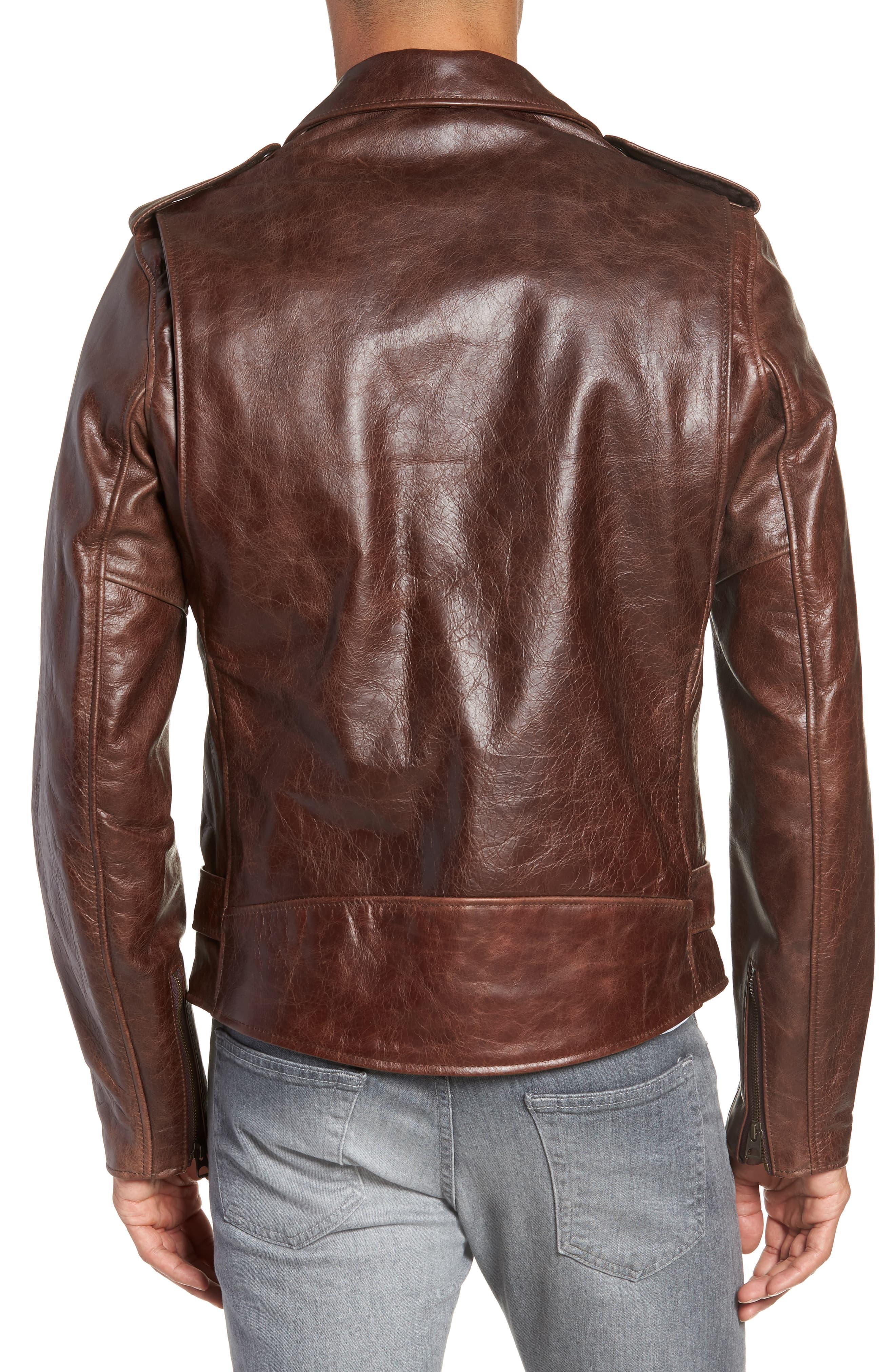 Schott Nyc Waxy Cowhide Leather Motorcycle Jacket in Brown for Men Lyst