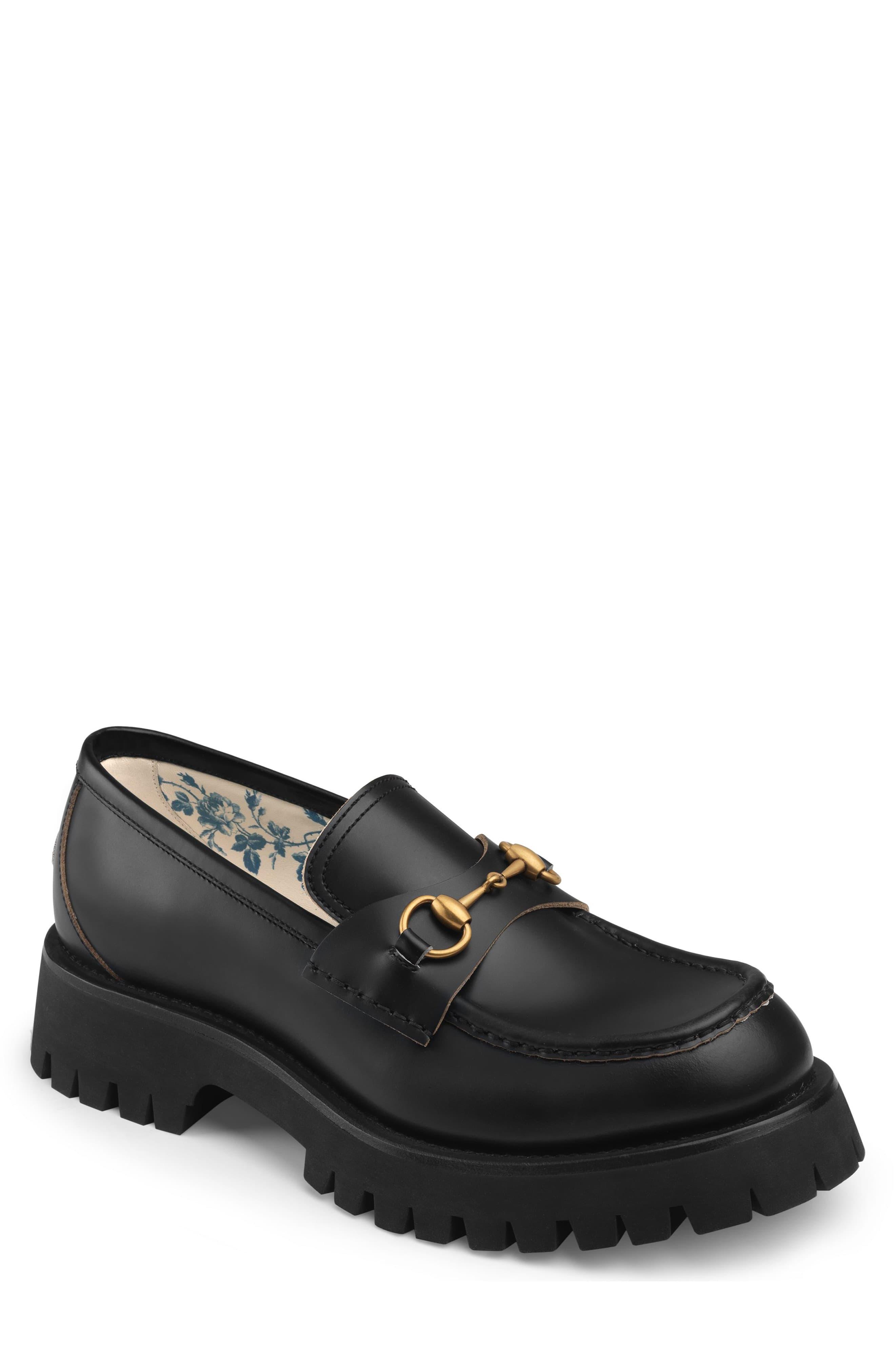Gucci Leather Loafers With Horsebit And Lug Sole in Black for Men - Lyst