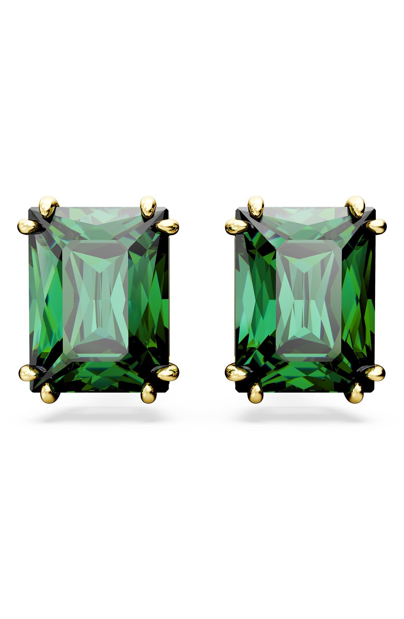 Swarovski Matrix Crystal Stud Earrings in Green | Lyst